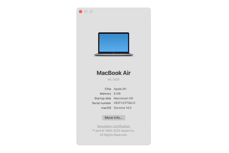 Ilustrasi cara cek prosesor Macbook via menu About This Mac.