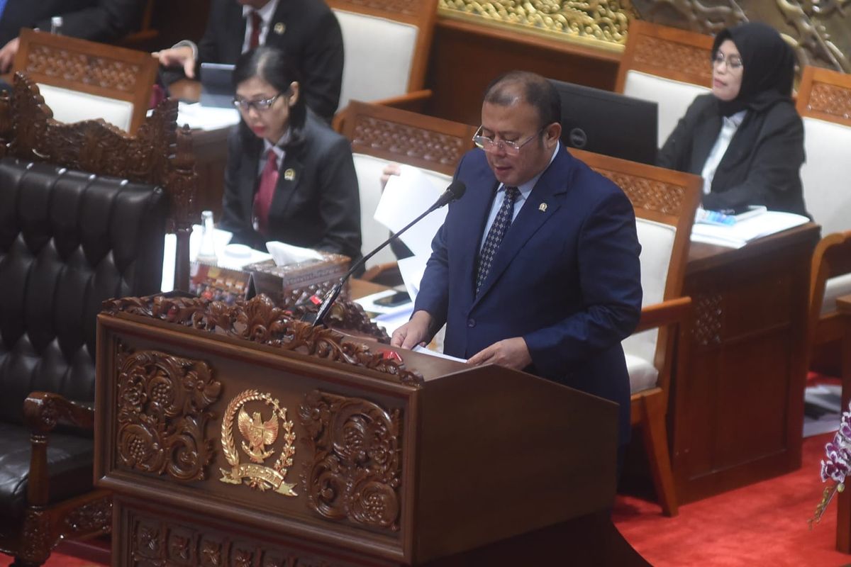 Ketua Timwas Haji DPR RI Cucun Ahmad Syamsurijal saat menyampaikan Keterangan Pengusul Hak Angket Haji di Rapat Paripurna ke-25 DPR RI, Masa Persidangan IV, Tahun Sidang 2024-2025, di Gedung DPR RI, Senayan, Jakarta, Kamis (24/7/2025).