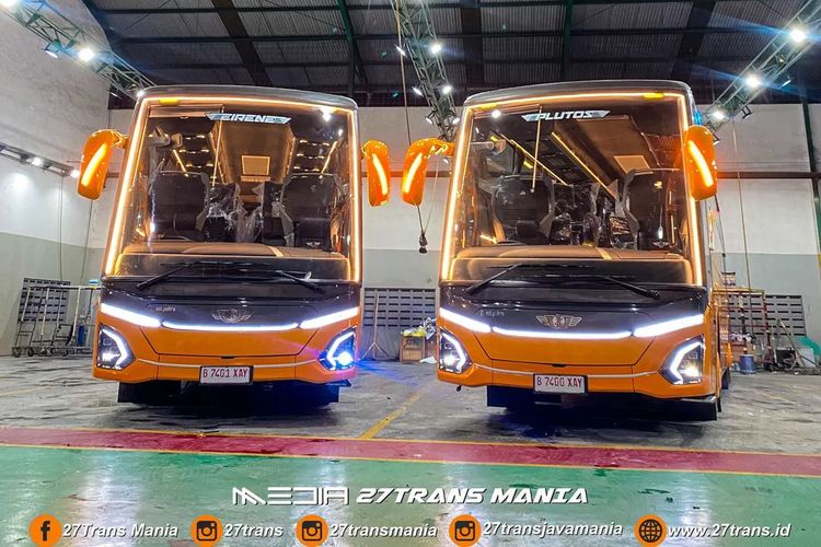 Dua bus baru PO 27 Trans dengan bodi Jetbus 5 SHD single glass dan sasis Hino RM 280