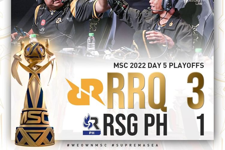 RRQ Hoshi menang 3-1 atas RSG PH di babak Upper Bracket Final MSC 2022.