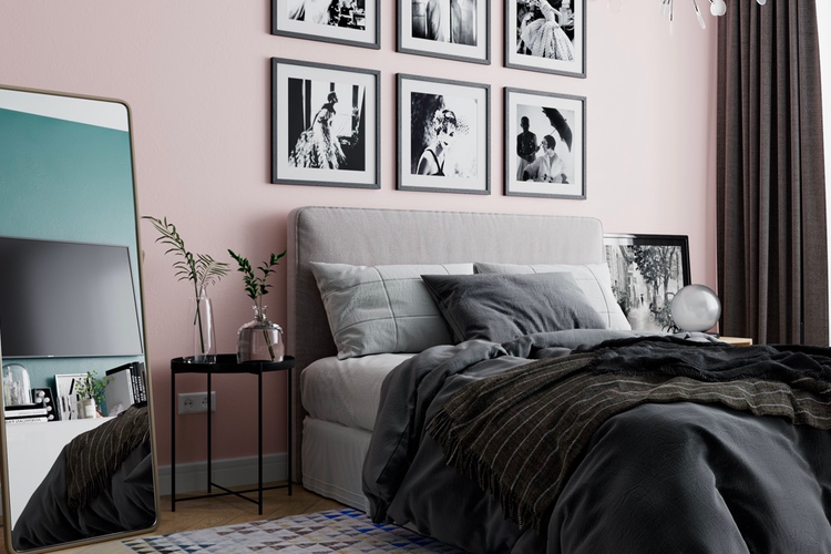 Kamar tidur serba pink