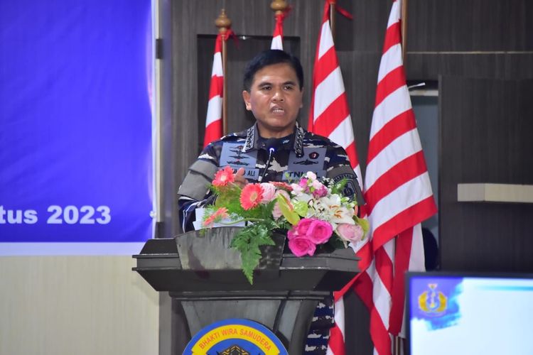 KSAL Laksamana Muhammad Ali saat berkunjung ke Lanal Balikpapan, Kalimantan Timur, Rabu (23/8/2023). Ia menyebut Lanal Balikpapan akan naik status menjadi Kodamar.