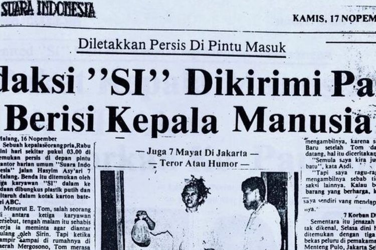 Pada Rabu dini hari, 16 November 1984, sekitar pukul 03.00, kantor redaksi SI dikirimi paket berisi potongan kepala manusia.