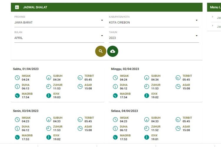 Jadwal shalat Kota Balikpapan selama Ramadhan 2023.