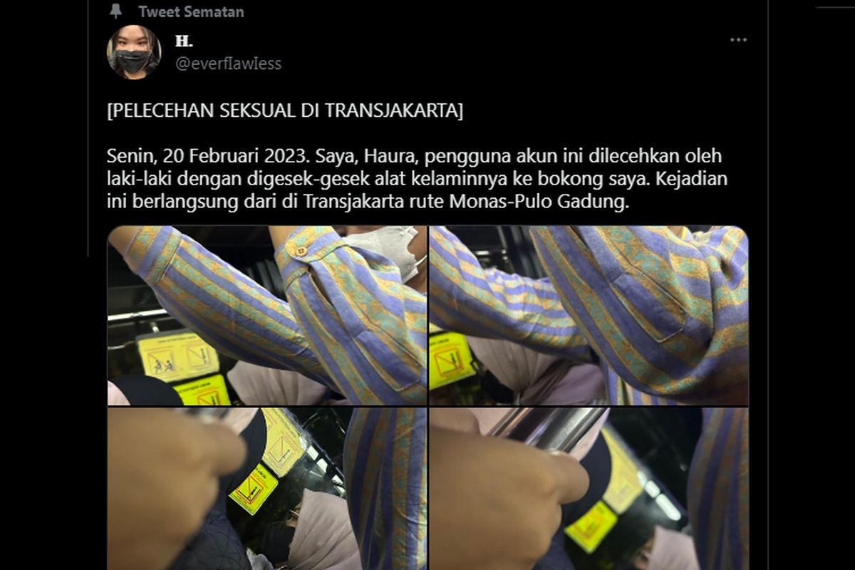 Twit viral cerita pelecehan seksual yang dialami warganet di bus transjakarta.