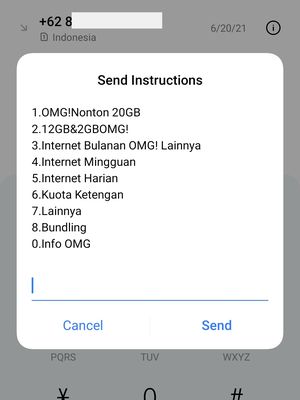 Tampilan pilihan paket internet di kartu Simpati milik KompasTekno via kode USSD *363*, setelah Simpati, Kartu AS, dan Loop digabung menjadi Telkomsel PraBayar.