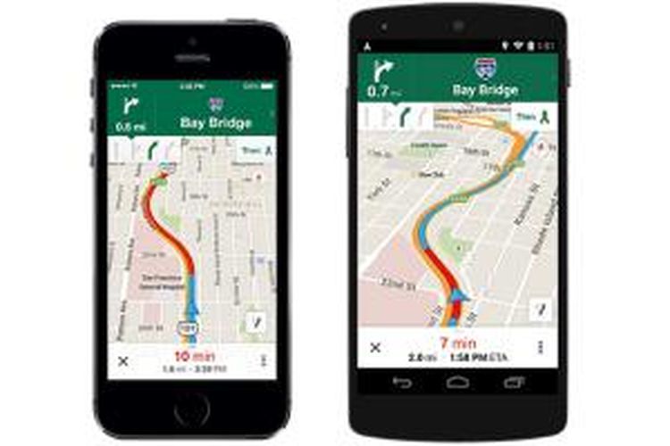 Tampilan turn-by-turn navigation di Google Maps versi baru