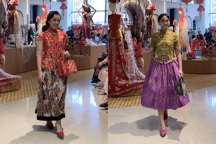 Penampilan koleksi busana Imlek Roemah Kebaya Vielga dalam acara Fashiontastic Lunar New Year di Sarinah, Jakarta Pusat, pada Rabu (15/01/2025).