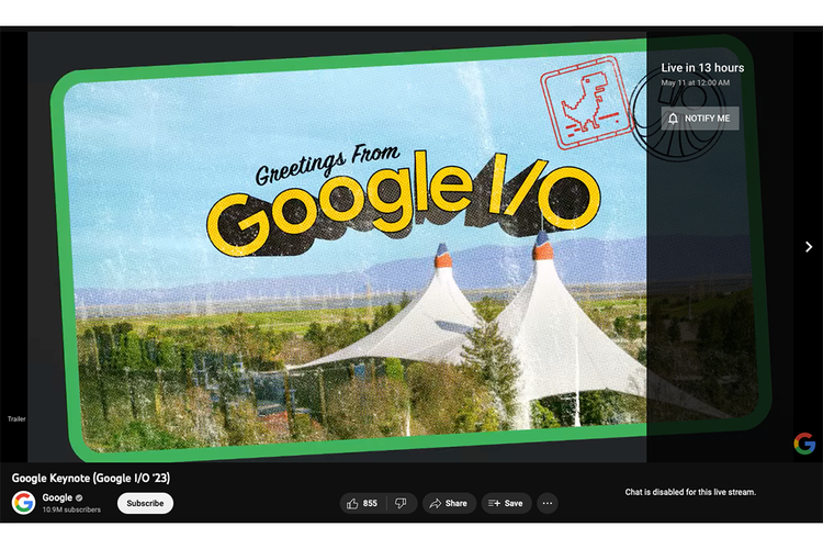 Nonton Google I/O 2023 via online di YouTube Google