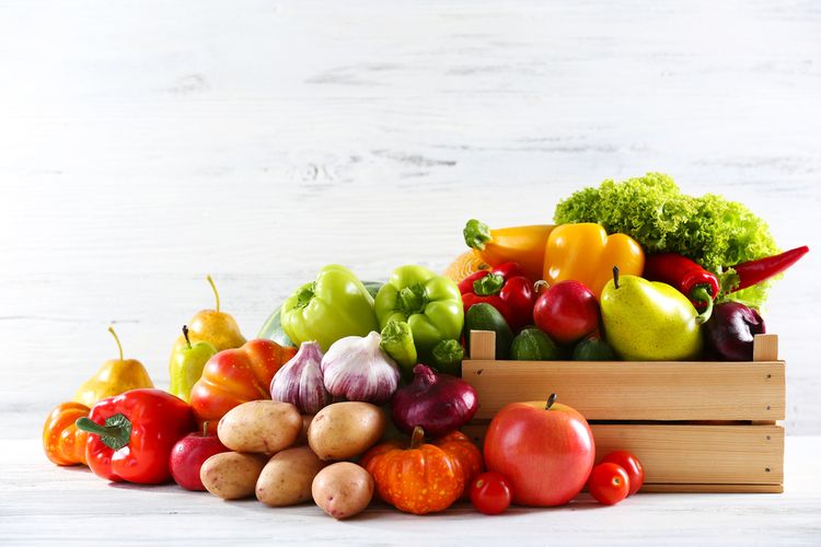 Ilustrasi sayur dan buah.