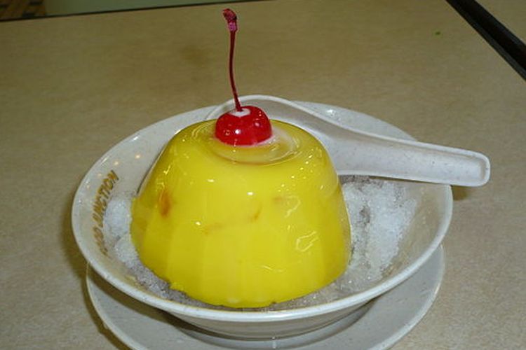 ilustrasi puding mangga. 