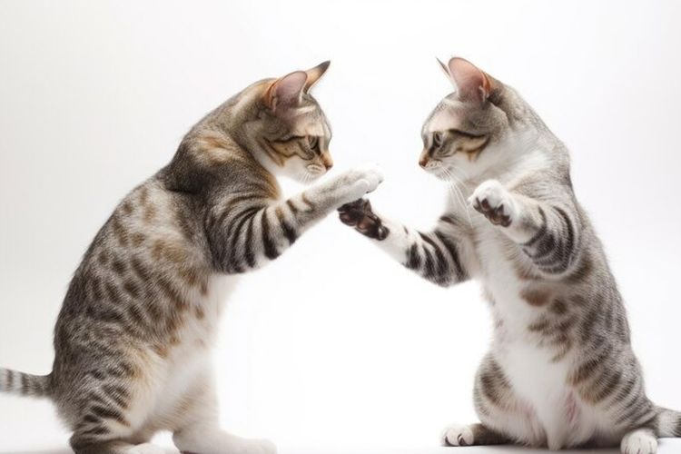 Ilustrasi dua kucing berkomunikasi