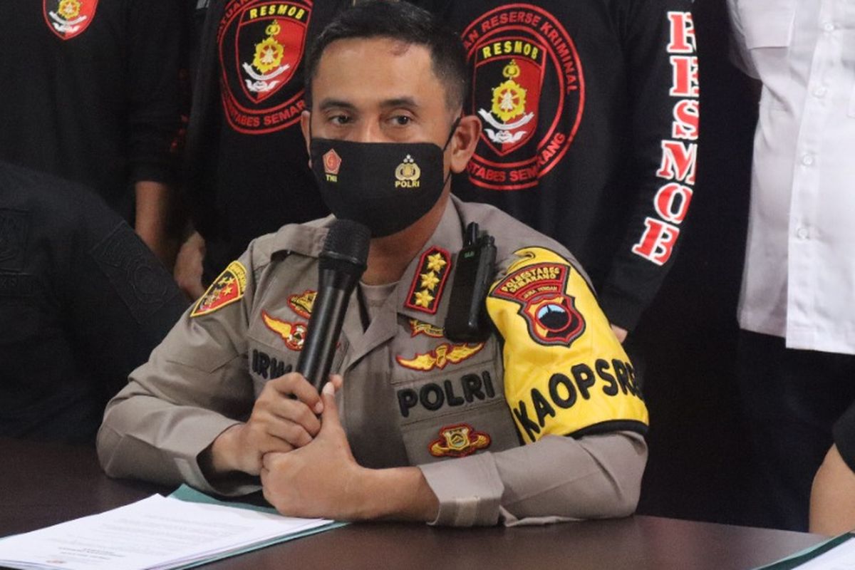 Kapolrestabes Semarang, Kombes Irwan Anwar saat melakukan gelar perkara di Mapolrestabes Semarang. Rabu (22/6/2022)