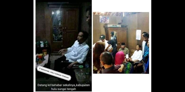 Kompilasi dua foto Jokowi saat di Boyolali, Jawa Tengah, antara foto yang bereda di Facebook dan foto milik Medcom.id