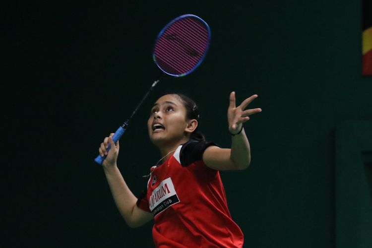 Fokus bertanding, Bernadine Anindya Wardana optimis mampu kembali raih kemenangan pada babak final Liga PB Djarum 2020, Sabtu (11/7)