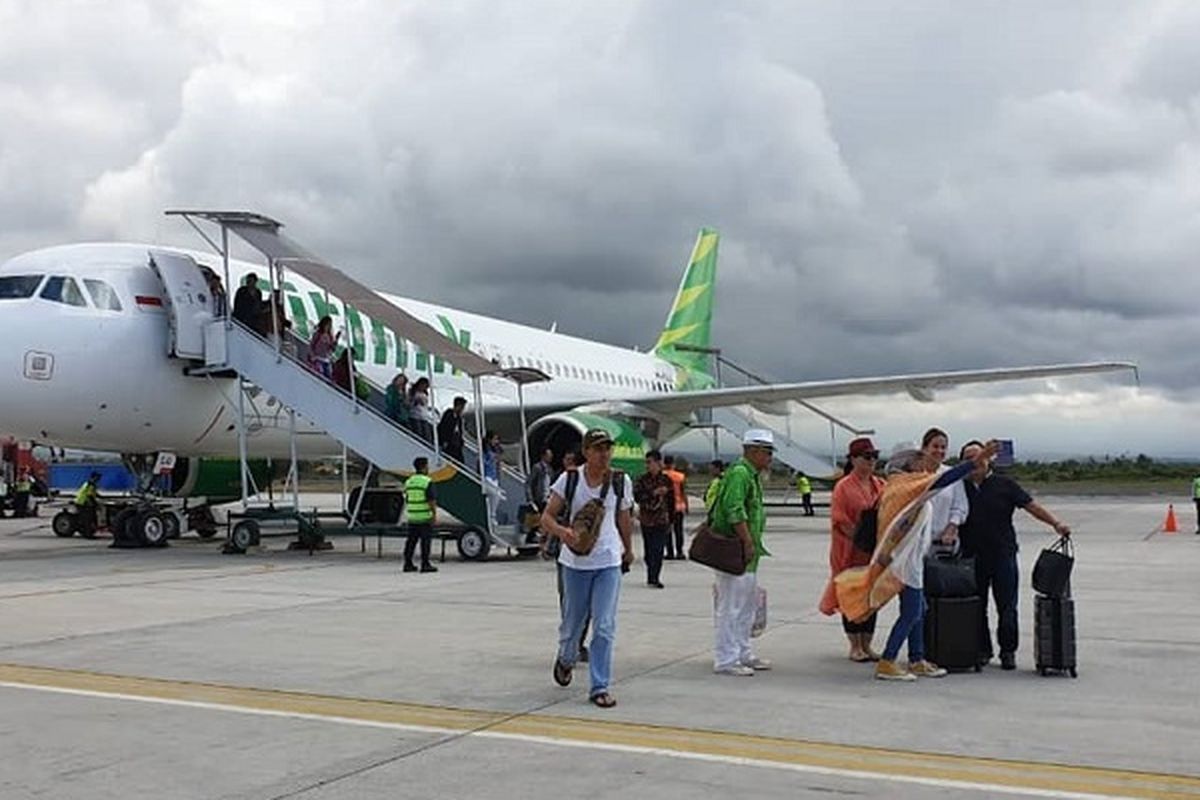 Maskapai Citilink baru saja mendarat di Bandara Internasional Banyuwangi dari Denpasar