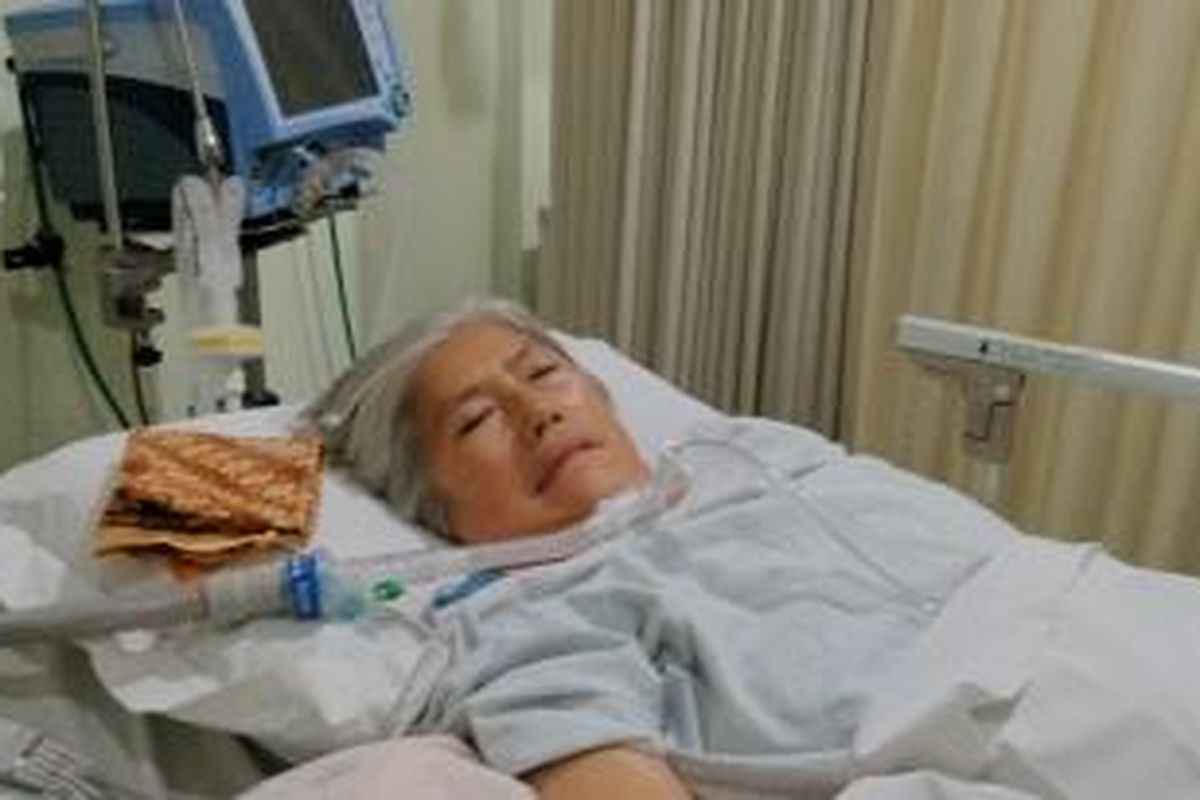 Suwarti Tjong, salah seorang penderita ALS di Indonesia di ICU Rumah Sakit Abdi Waluyo, Selasa (2/6/2015). Didiagnosis ALS pada tahun 2012, ia kini harus didukung ventilator, penyedot lendir, hingga selang bantuan makan untuk tetap bertahan hidup.
