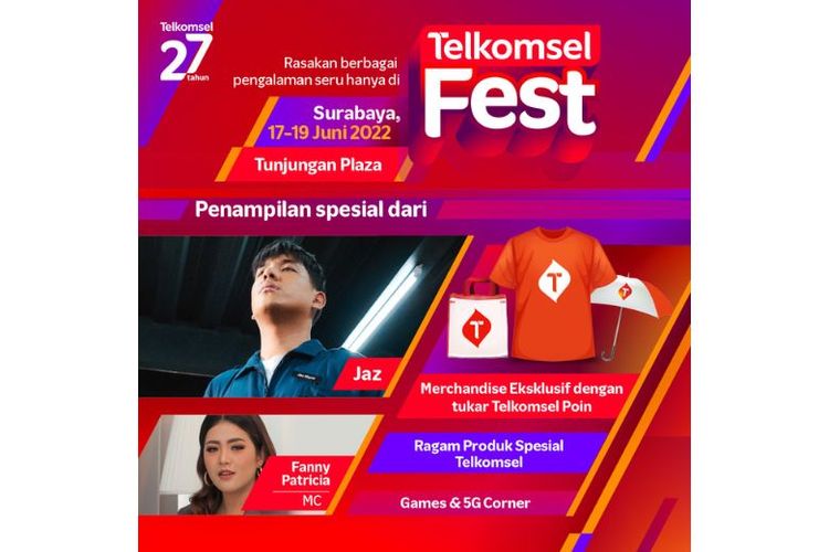 Penyanyi Jaz akan mengisi acara Telkomsel Fest Surabaya. 

