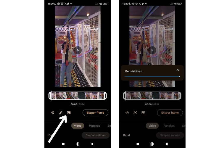 Ilustrasi cara menstabilkan video di Google Photos