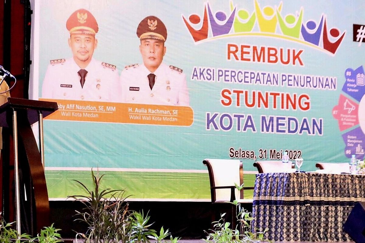 Wali Kota Medan Bobby Nasution saat memberi arahan di Rembuk Stunting 2022