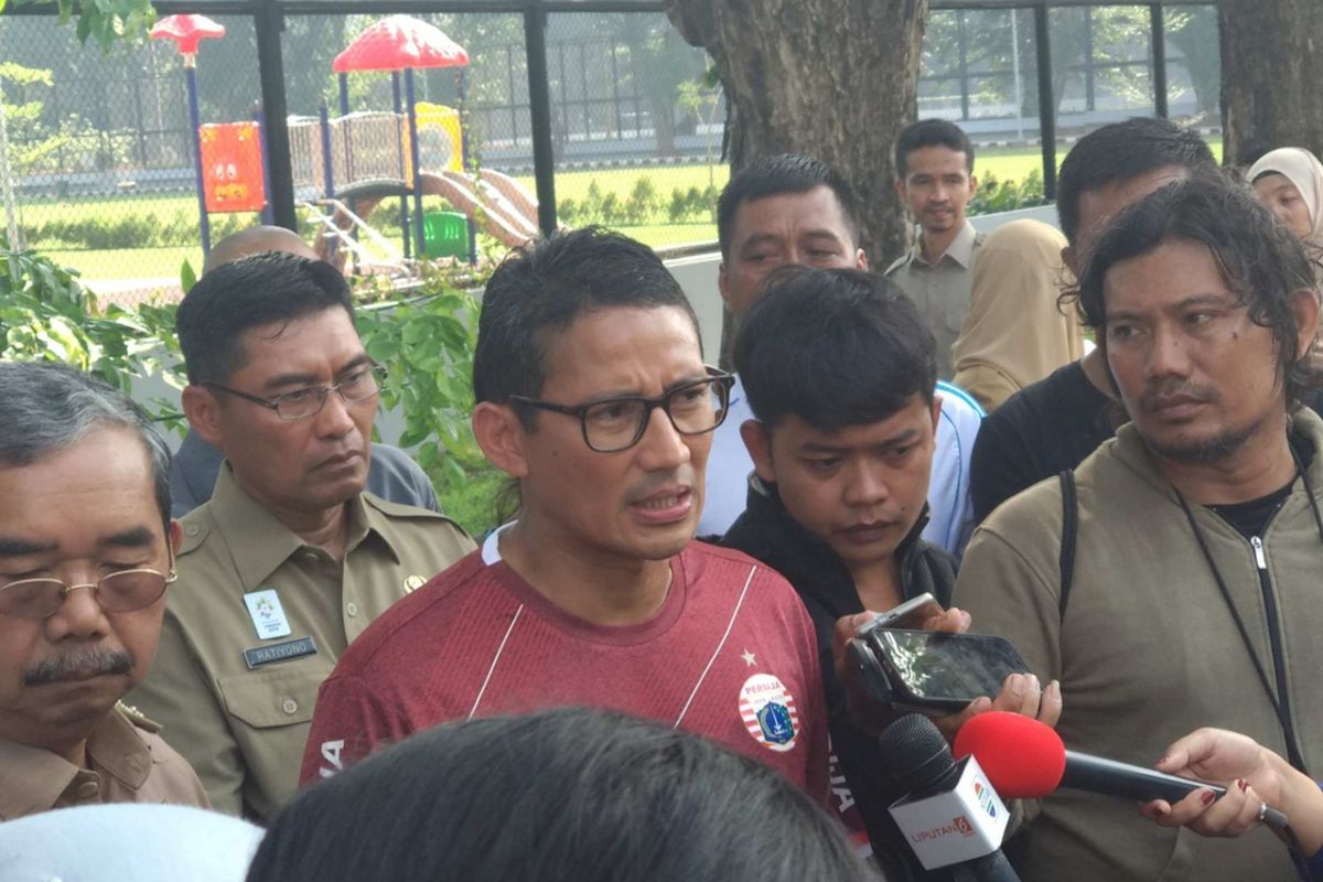 Wakil Gubernur DKI Jakarta Sandiaga Uno di Lapangan Banteng, Senin (7/5/2018).