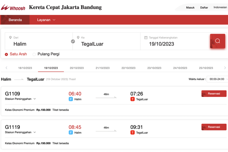Cara beli tiket kereta cepat Jakarta-Bandung Whoosh.