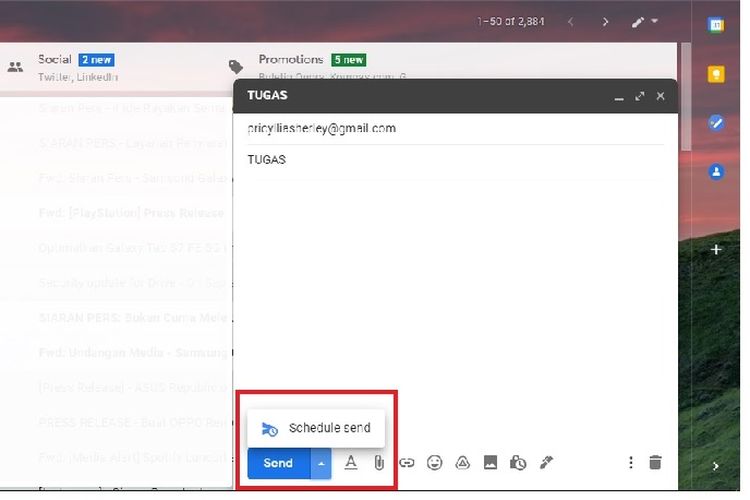 Cara menjadwalkan email di Gmail