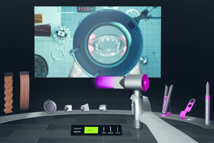 Ilustrasi aplikasi Dyson Demo VR di perangkat Oculus.