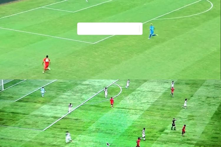 Tangkap layar unggahan warganet soal kondisi rumput JIS yang berbeda di Piala Dunia U-17 2023.