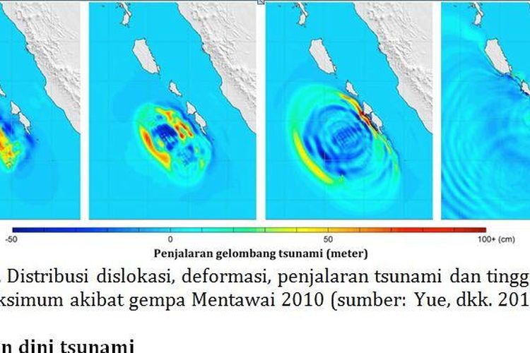 Distribusi dislokasi, deformasi, penjalaran tsunami dan tinggi tsunami maksimum akibat gempa Mentawai 2010 