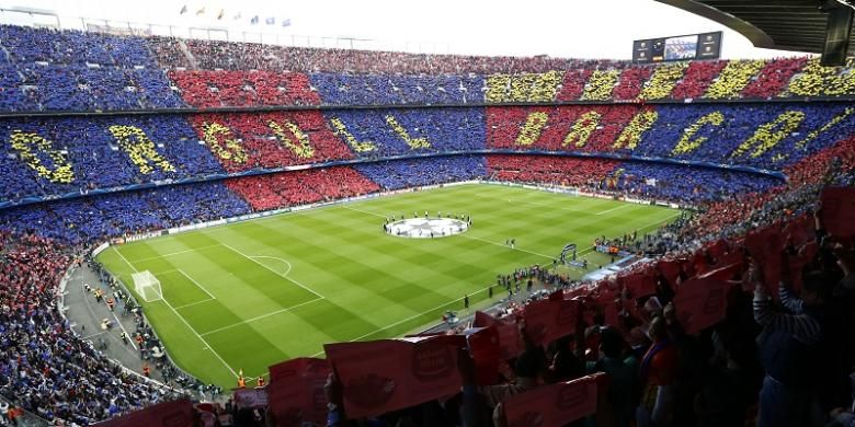 Suasana Stadion Camp Nou jelang laga semifinal kedua Liga Champions antara Barcelona dan Bayern Muenchen, pada 1 Mei 2013.