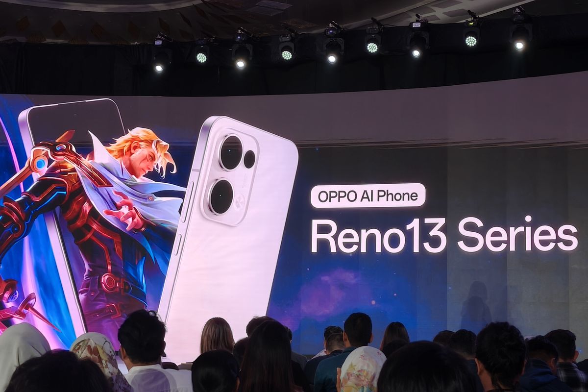 Ilustrasi Oppo Reno 13 Series kolaborasi dengan Moonton untuk hadirkan pengalaman maksimal di game Mobile Legends, ditampilkan di acara peluncuran Reno 13 Series di Jakarta Selatan, Kamis (16/1/2025).