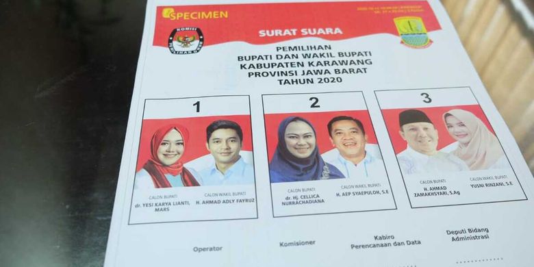 Komisi Pemilihan Umum (KPU) Karawang bersiap mensosialisasikan spesimen atau sampel surat suara Pilkada Karawang 2020 kepada masyarakat.