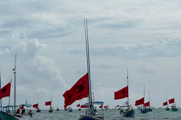 Ratusan nelayan di Pulau Masalembu Kabupaten Sumenep, Jawa Timur, turut serta di hari kampanye Pemilu 2024.