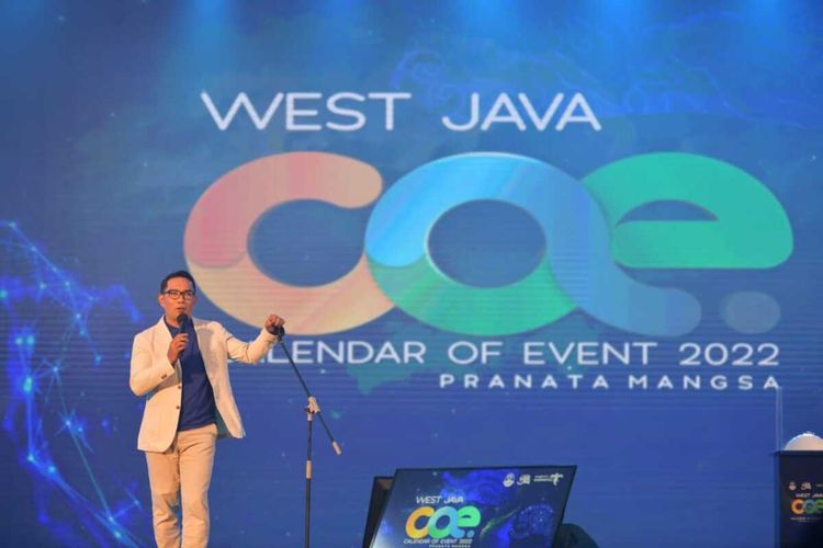 Gubernur Jawa Barat Ridwan Kamil saat meluncurkan West Java Calender of Event di Hotel Pullman, Kota Bandung, Selasa (15/2/2022).