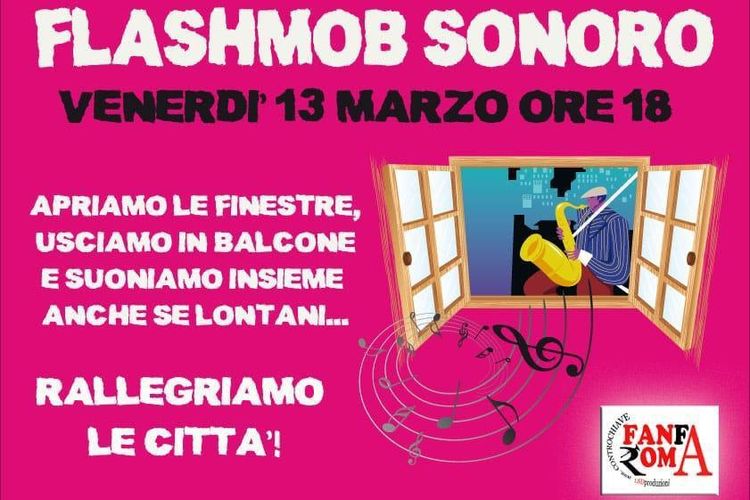 Pesan ajakan flashmob dari rumah-rumah di Italia