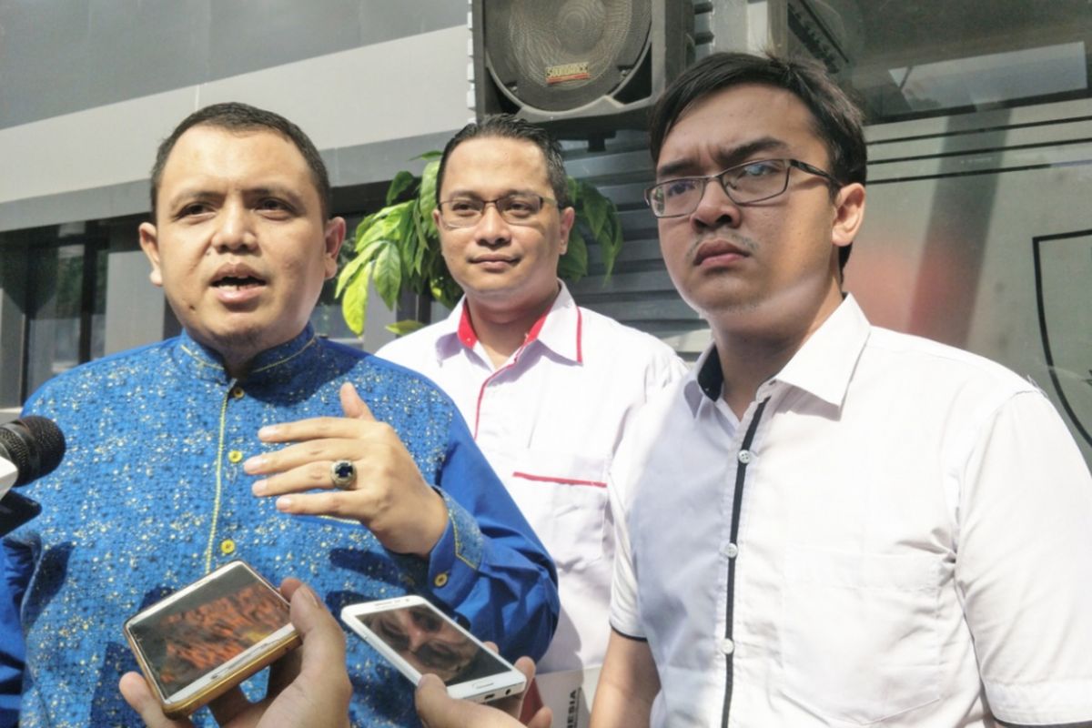 Pelapor Ketua Bidang Advokasi dan Hukum DPP Gerindra Habiburokhman, Danick Handoko memenuhi panggilan pemeriksaan polisi hari ini, Jumat (22/6/2018).