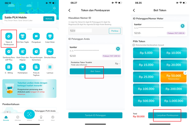 Ilustrasi cara beli token listrik diskon 50 persen via PLN Mobile.