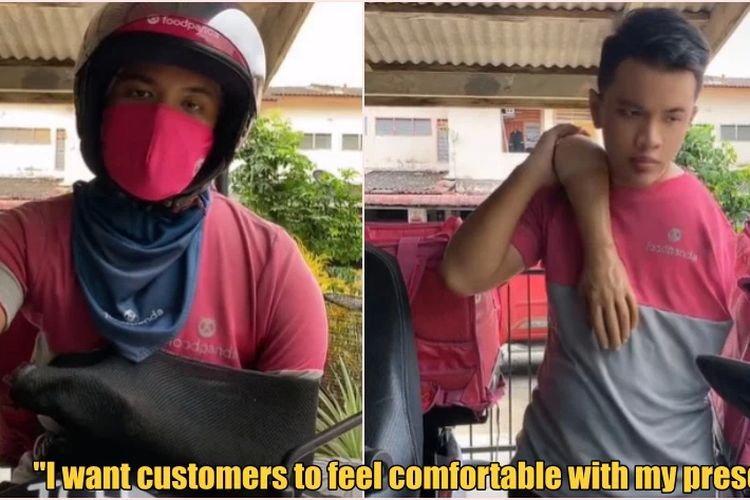 Seorang pengemudi (driver) aplikasi pengantar makanan di Malaysia, Ahmad Nabil Rosli, mendapatkan simpati karena terus bekerja meski hanya memiliki datu tangan.