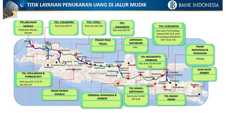 Titik penukaran uang di jalur mudik