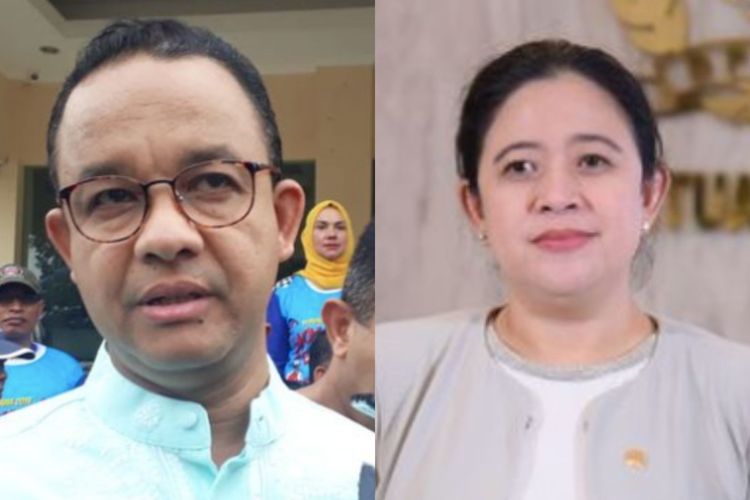 Kolase foto Anies Baswedan dan Puan Maharani