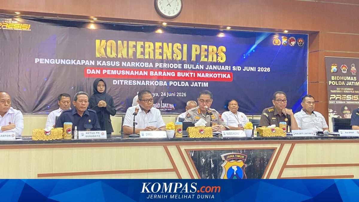 Kasus Narkoba Meningkat Sepanjang Januari-Juni 2026, Polda Jatim Tangkap 4.061 Tersangka