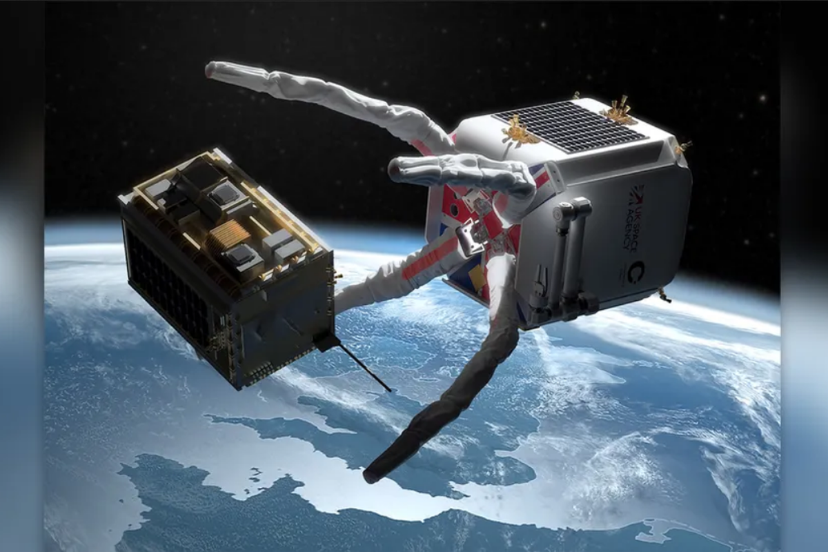 Ilustrasi pengisian bahan bakar satelit di luar angkasa