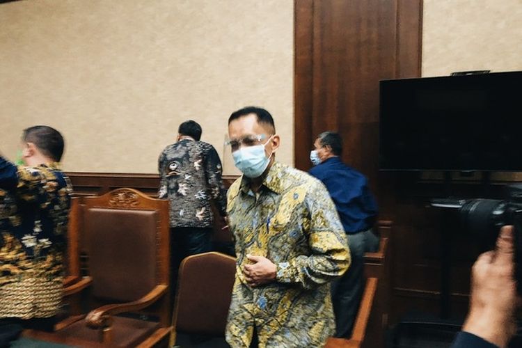 Mantan Direktur Pemeriksaan dan Penagihan Direktorat Jenderal Pajak (DJP) Angin Prayitno dalam sidang lanjutan di Pengadilan Tindak Pidana Korupsi (Tipikor) Jakarta, Selasa (4/1/2022). Angin merupakan terdakwa dugaan korupsi penerimaan suap di DJP senilai Rp 57 Miliar 