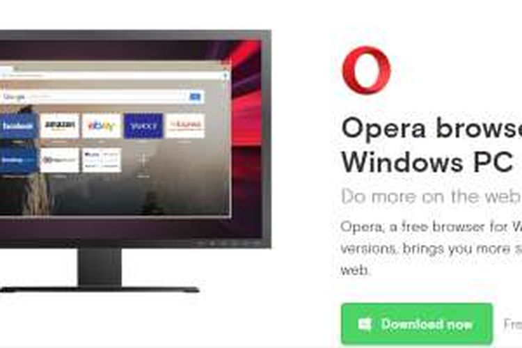 Opera browser untuk PC Windows.