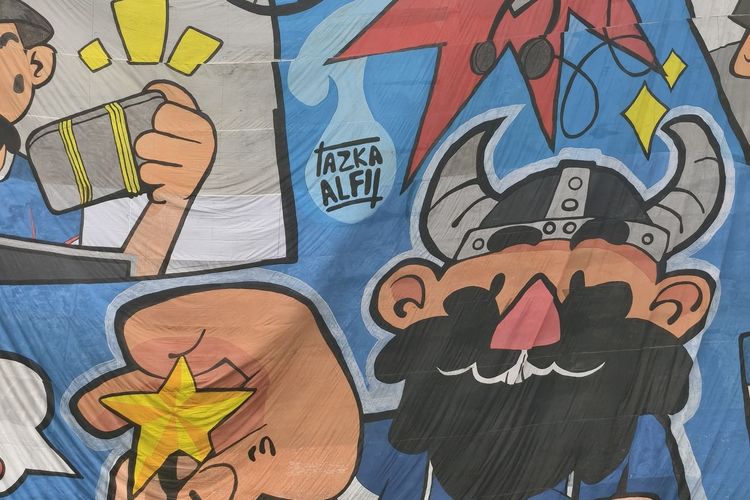 Nama Azka Alfi terpampang di tifo pada laga Persib vs Persijap di Stadion Gelora  Bandung Lautan Api pada Sabtu (23/5/2026). Pertandingan tersebut menjadi partai penentu gelar ketiga beruntun Maung Bandung di Liga Indonesia.