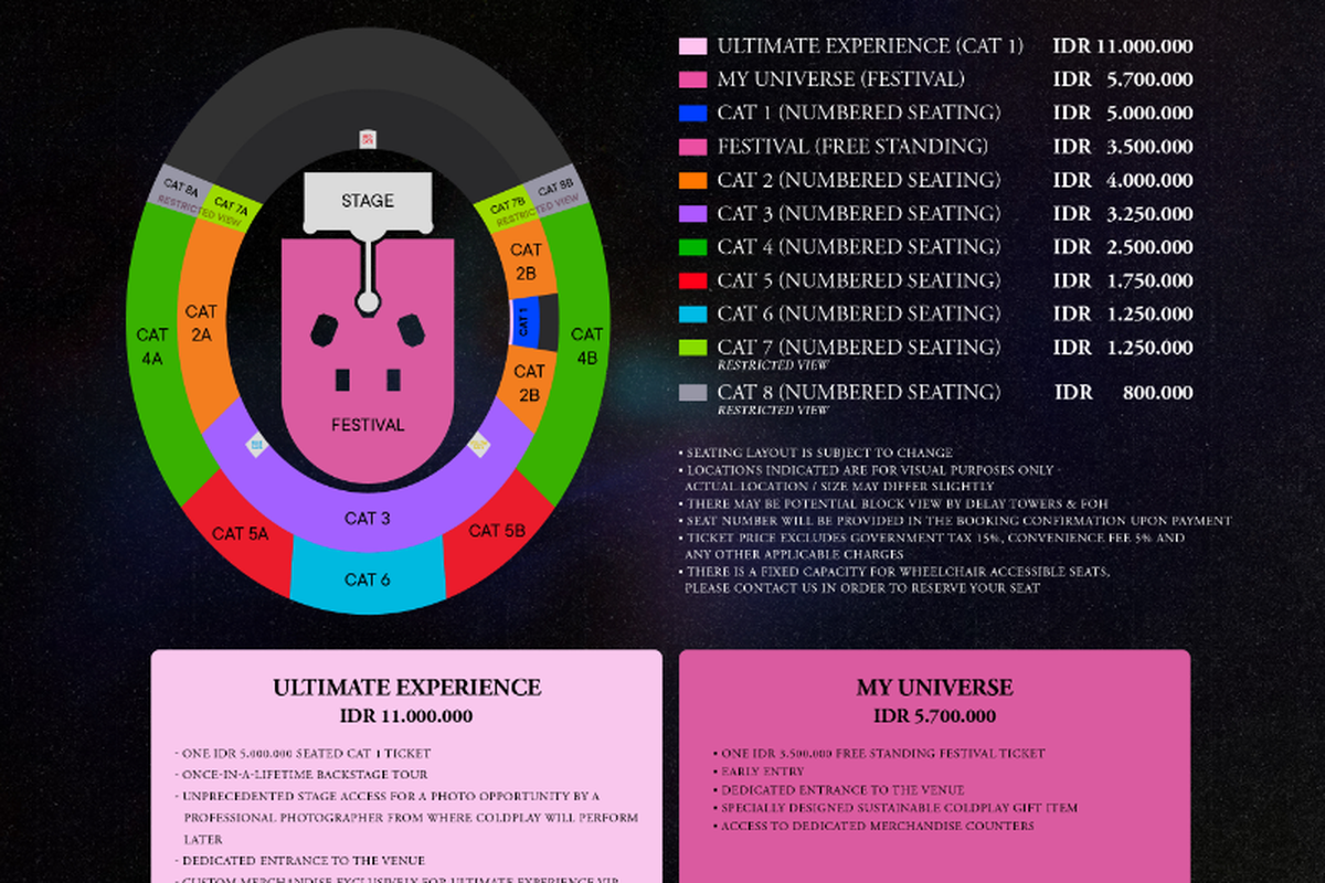 Link dan cara pembelian tiket konser coldplay