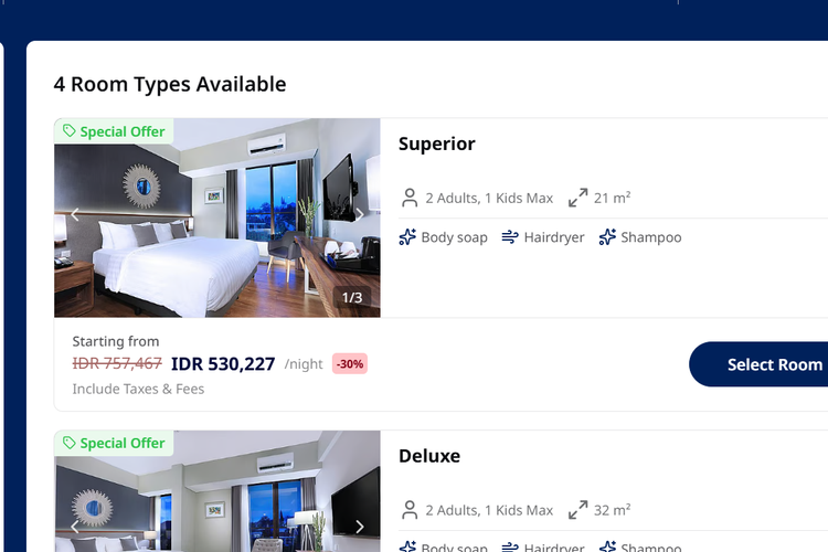 Contoh diskon hotel 30 persen di Aston Inn Batu, Malang, Jawa Timur melalui kanal resmi (direct booking).