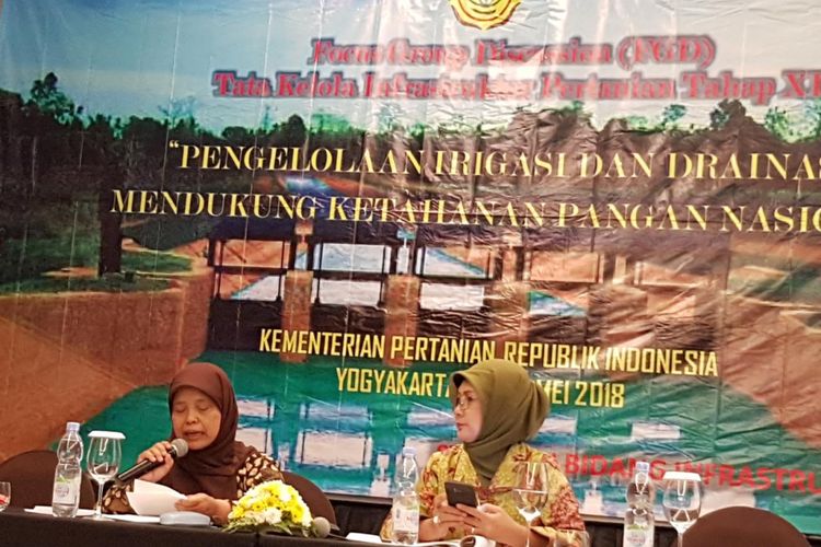Kementerian Pertanian menggelar Focus Group Discussion tentang pengelolaan irigasi dan drainase untuk mendukung ketahanan pangan nasional di Yogyakarta, Jumat (11/5/2018)