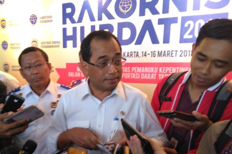 Menhub Budi Karya Sumadi dalam Rakornas Perhubungan Darat di Jakarta, Rabu (14/3/2018)